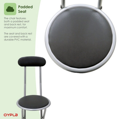 Oypla Black Padded Folding High Chair Breakfast Kitchen Bar Stool Seat