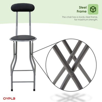 Oypla Black Padded Folding High Chair Breakfast Kitchen Bar Stool