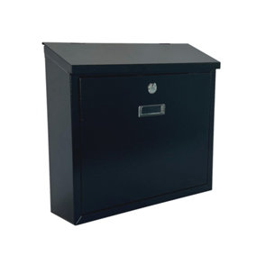 Oypla Black Wall Mounted Lockable Waterproof House Mailbox Postbox