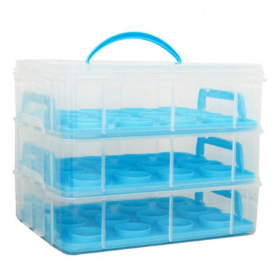 Oypla Blue 3 Tier 36 Cupcake Plastic Carrier Holder Storage Container