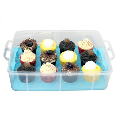 Oypla Blue 3 Tier 36 Cupcake Plastic Carrier Holder Storage Container