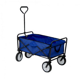 Oypla Blue Heavy Duty Foldable Garden Festival Trolley Cart Wagon Truck Wheelbarrow