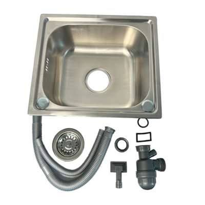 Oypla Brushed Stainless Steel Top Mount Kitchen Bowl Sink - Includes ...