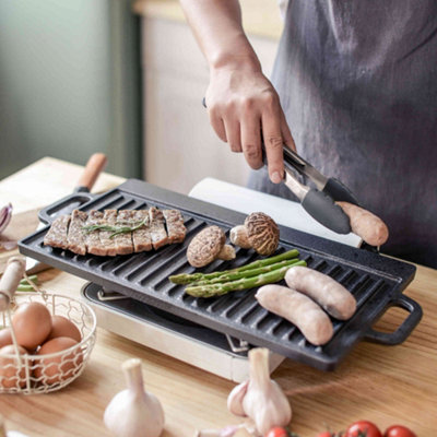 Griddle Plate Cast Iron Flat Pan For Grill Oypla Cast Iron Non Stick