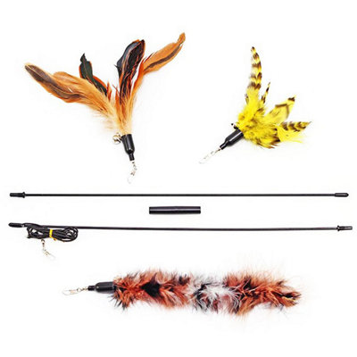 Oypla Cat Wand Teaser Interactive Toy with 3 Interchangeable Feather Tips Price Comparisons | Compare The Build