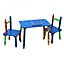 Oypla Childrens Wooden Crayon Table and Chairs Set Kids Room Furniture