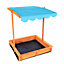 Oypla Childrens Wooden Garden Sand Pit with Adjustable Canopy Sun Shade
