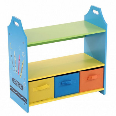 Oypla Colourful Childrens Toy Storage Crayon Unit Shelves with 3 Drawers Chest