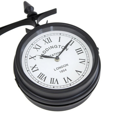 Oypla Double Sided Paddington Station Outdoor Garden Wall Clock
