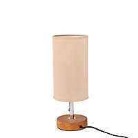 Oypla Dual USB Charging Bedside Nightstand Table Lamp with Linen Fabric Lampshade - Includes Bulb