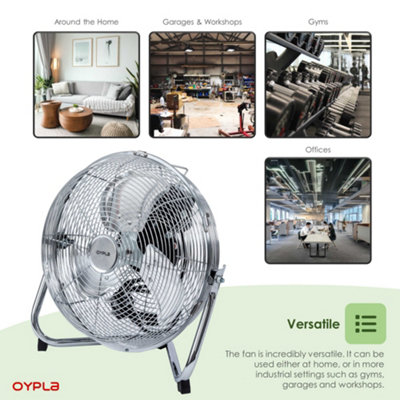 Oypla Electrical 12" Inch Chrome 3 Speed Floor Standing Gym Fan Hydroponic