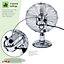 Oypla Electrical 12" Inch Chrome Metal 3 Speed Desk Fan Oscillating