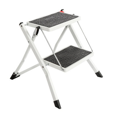 Oypla Foldable 2 Step Ladder Stepladder Non Slip Tread Safety Steel Portable Step Stool