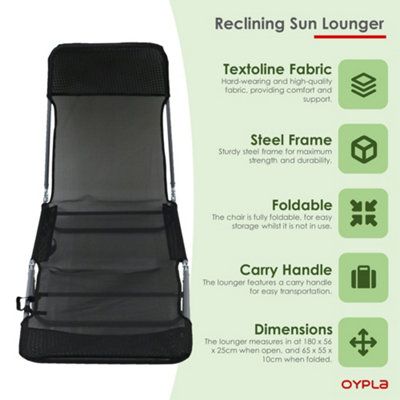 Oypla Folding Reclining Sun Lounger Beach Garden Camping Bed Chair