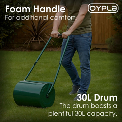 Oypla Galvanised Garden Steel Lawn Roller 30 Litre Drum Scraper - Main Image