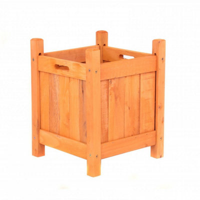 Oypla Garden Wooden Square Flower Planter Ornamental Plant Pot