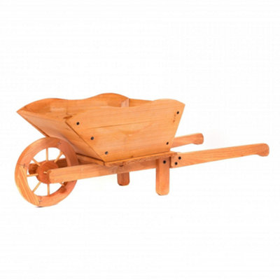 Oypla Garden Wooden Wheelbarrow Flower Planter Ornamental Plant Pot