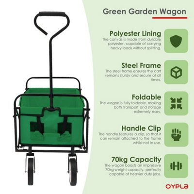 Oypla Green Heavy Duty Foldable Garden Festival Trolley Folding Cart Wagon Truck Wheelbarrow