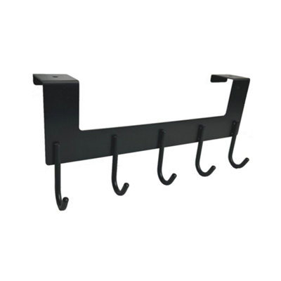 Black Metal Over-the-Door Rack with 5 Hooks, Set of 2 – MyGift