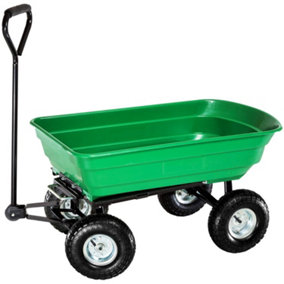 Oypla Heavy Duty Green Garden Cart with Tipping Barrow Trolley