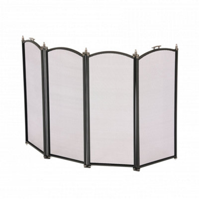 Oypla Heavy Duty Steel 4 Panel Fire Screen Spark Guard at B&Q
