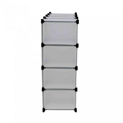 Oypla Interlocking 16 Compartment Shoe Organiser Storage Cube Rack White