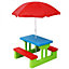 Oypla Kids Childrens Picnic Bench Table Set With Parasol Outdoor Garden Furniture