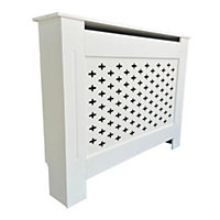 Oypla Medium White Wooden Cross Pattern Radiator Cover MDF Cabinet