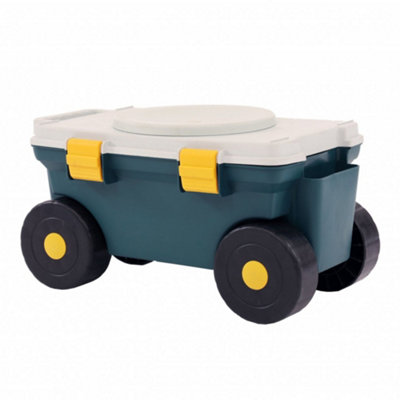 Oypla Outdoor Garden Rolling Tool Cart Storage Box with Rotating Seat