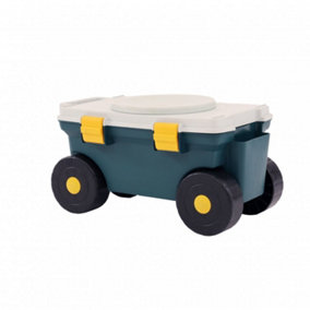 Oypla Outdoor Garden Rolling Tool Cart Storage Box with Rotating Seat