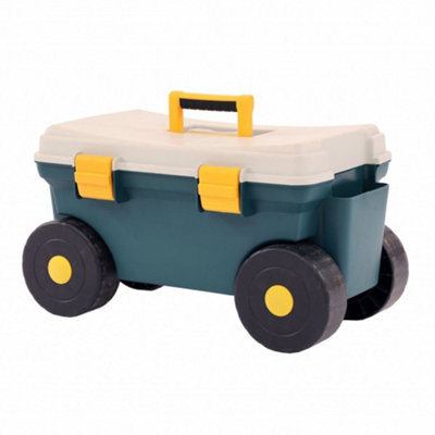 Oypla Outdoor Garden Rolling Tool Cart Storage Trolley Seat Box DIY