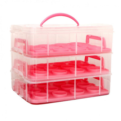 Portable Cupcake Carrier 3-Tier Muffin Holder Container Storage