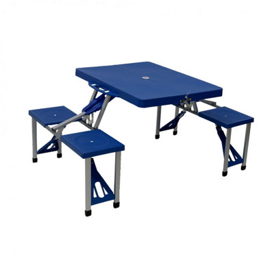 Camping table store with bench seats