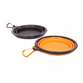 Oypla Set of 2 Collapsible Dog Cat Pet Travel Portable Water Food Bowls
