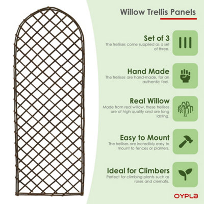 Oypla Set of 3 Willow Trellis Fencing Panel Screen Climbing Trellises