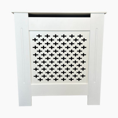 Oypla Small White Wooden Cross Pattern Radiator Cover MDF Cabinet