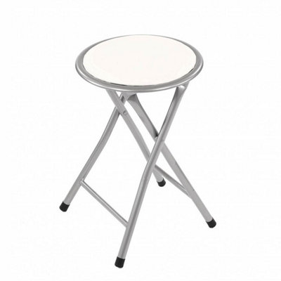 Oypla White Padded Folding Breakfast Kitchen Bar Stool Seat