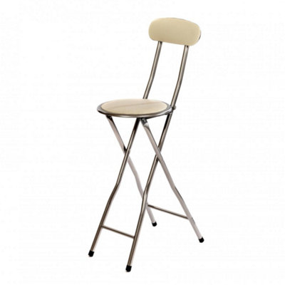 Oypla White Padded Folding High Chair Breakfast Kitchen Bar Stool Seat