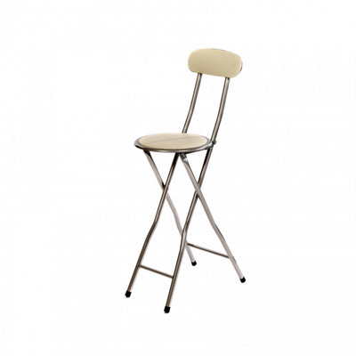 Oypla White Padded Folding High Chair Breakfast Kitchen Bar Stool Seat