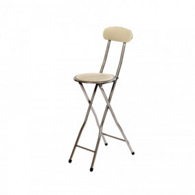 Oypla White Padded Folding High Chair Breakfast Kitchen Bar Stool Seat