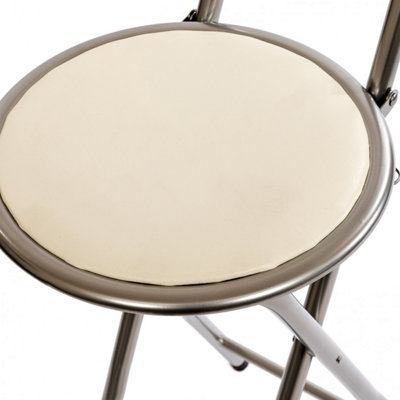 Oypla White Padded Folding High Chair Breakfast Kitchen Bar Stool