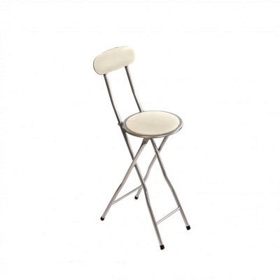 Oypla White Padded Folding High Chair Breakfast Kitchen Bar Stool