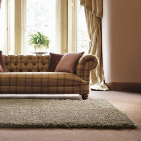 Oyster Shaggy Handmade , Luxurious , Plain , Shaggy , Wool Rug For Bedroom & Living Room-120cm X 170cm