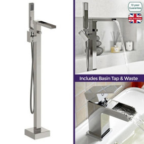 Ozone Freestanding Waterfall Bath Shower and Basin Mixer Tap