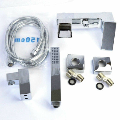 Ozone Waterfall Solid Brass Square Wall Mounted Chrome Bath Shower Mixer Tap - 4
