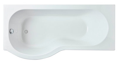 P Shape Left Hand Shower Bath Tub with Leg Set, 1700mm - Reversible, Modern Design