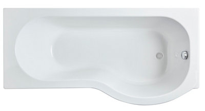 P Shape Right Hand Shower Bath Bundle - Includes Tub, Curved 6mm Safety Glass Screen and Front Panel -  1700mm - Balterley