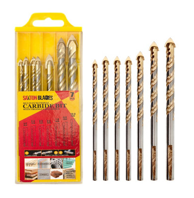 P7DBS Saxton 7pc Multi-Material Tile Drill Bits Set (5 6 6 6 7 8 10) in Plastic Storage Container