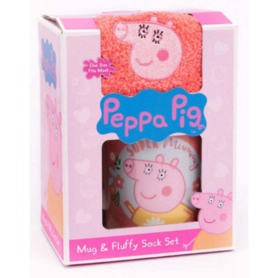 pa Pig Super Mummy Mug and Sock Set Pink (One Size)