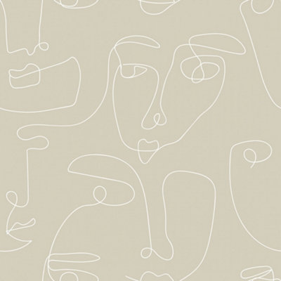 Pablo Line Art Wallpaper In Stone